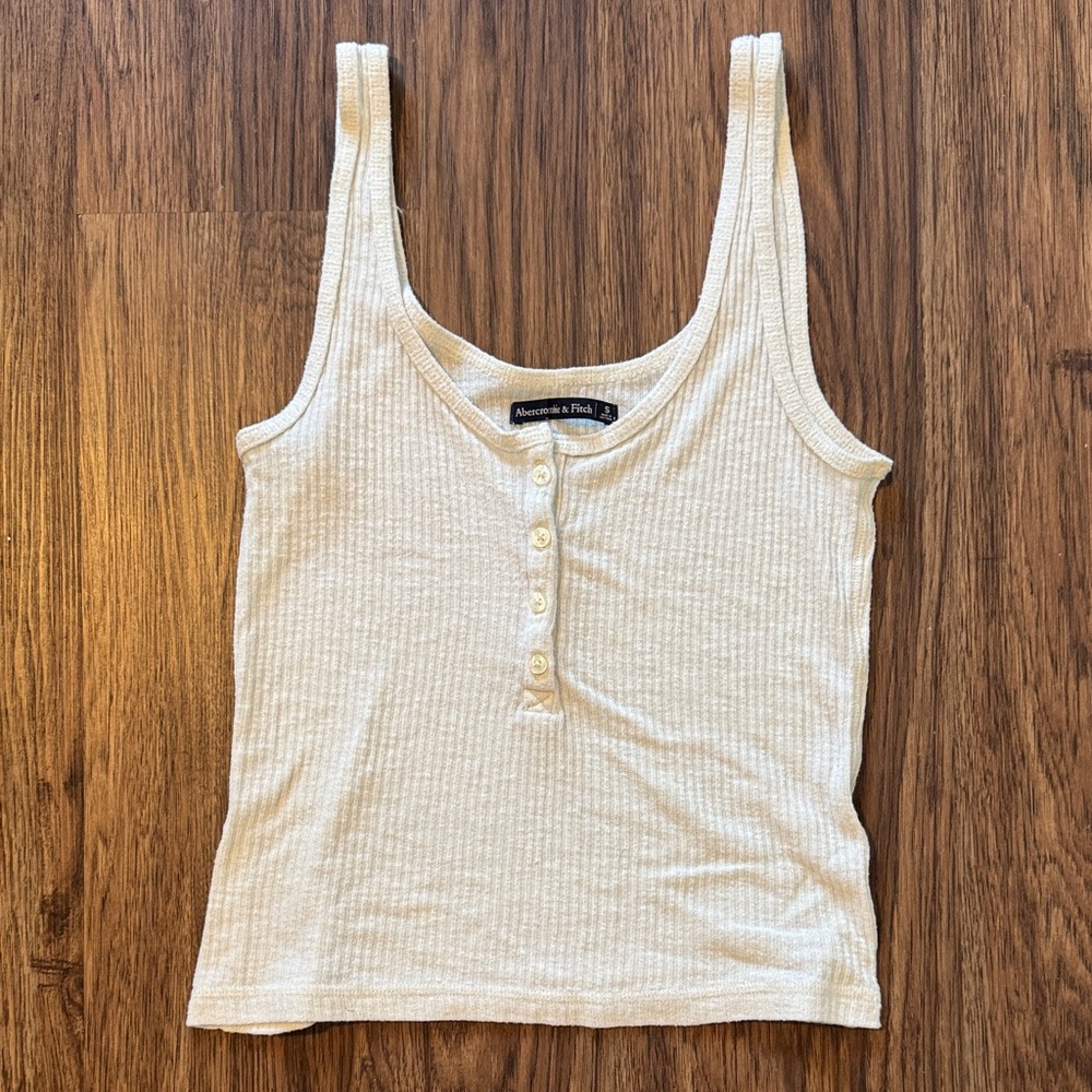 Abercrombie & Fitch Cream Ribbed Tank Top